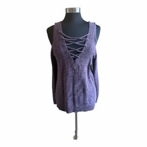 Express Heathered Purple Knit Sweater